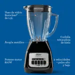 LICUADORA OSTER CON VASO DE VIDRIO DE 1.5L Y 2 VELOCIDADES BLSTKAGBPB